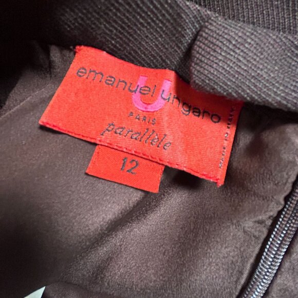 Emanuel Ungaro Paris Parallele Womens Brown Wool Skirt Size 12 Career Office - Picture 3 of 9